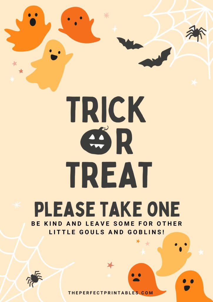 Free Printable Halloween Trick or Treat Signs