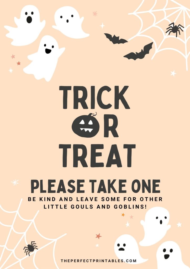 Free Printable Halloween Trick or Treat Signs