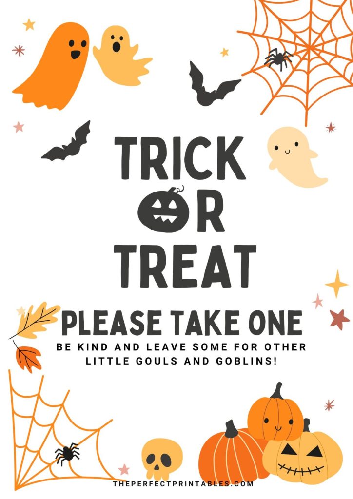 Free Printable Halloween Trick or Treat Signs